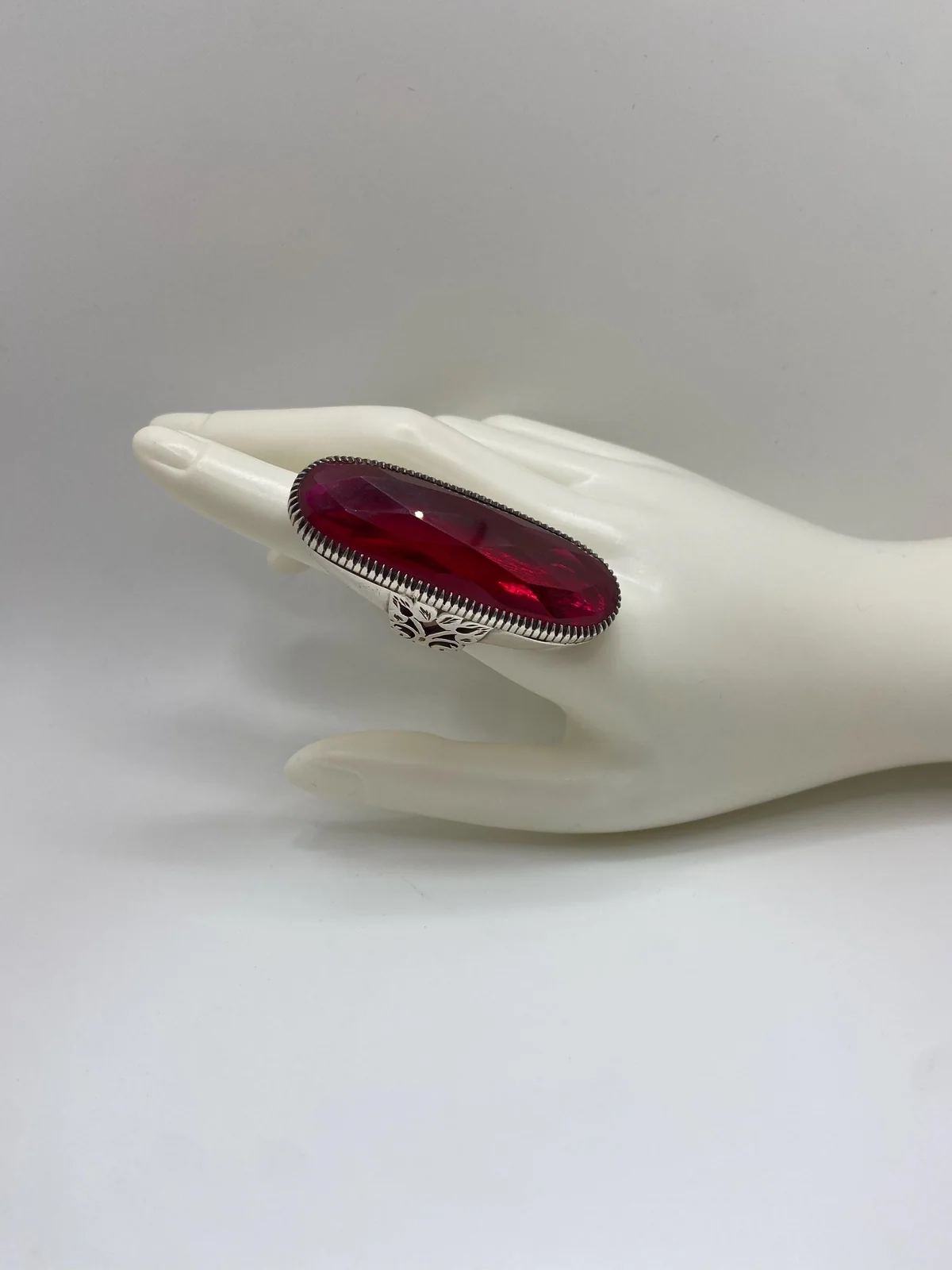 Synthetic Ruby Sterling Silver Ring in 925 sterling silver, view 1