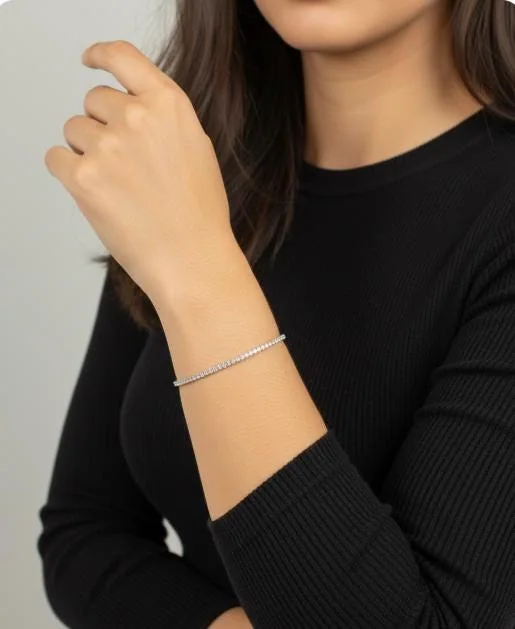 Timeless Sterling Silver Tennis Bracelet in 925 sterling silver, view 1