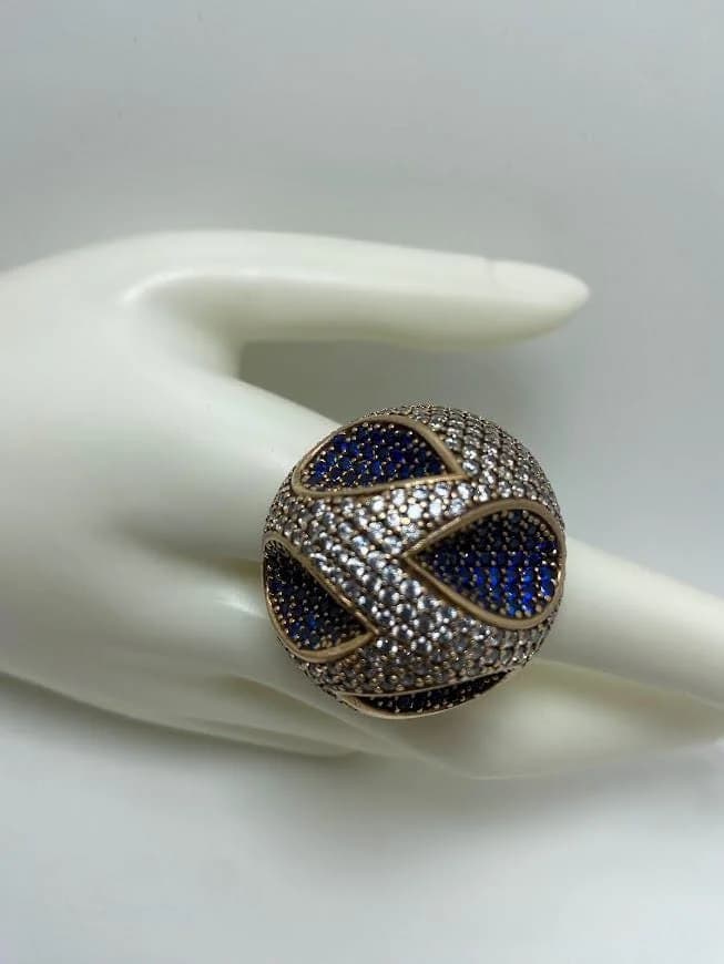 Turkish Handmade Sterling Silver Sapphire Zircon Jewellery Set in 925 sterling silver, view 1