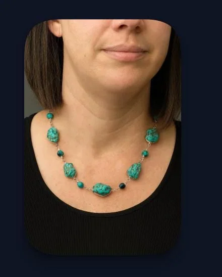 Turquoise Necklaces 925 Sterling Silver 50cm in 925 sterling silver, view 1