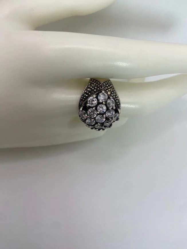 Women’s “Flower of Life” Zircon Ring in 925 sterling silver, view 1