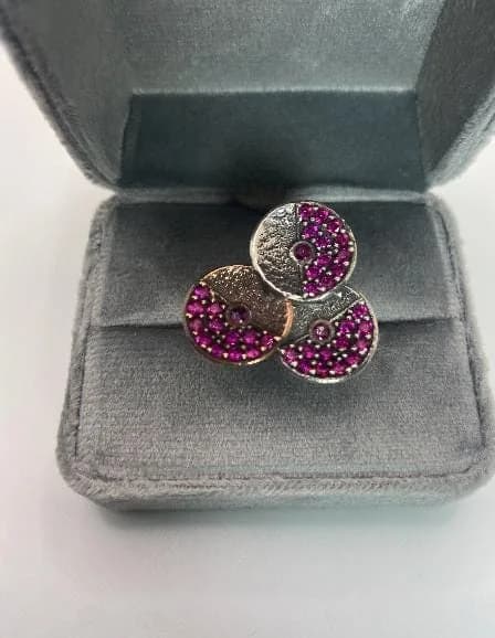 Zircon Rhinestone Sterling Silver Ring in 925 sterling silver, view 1